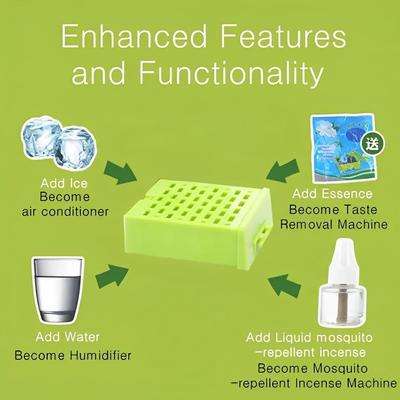 Battery-Operated Mini AC with Ice Tray – Portable 2.5W Desktop Air Cooler & Cooling Fan (Green & White)