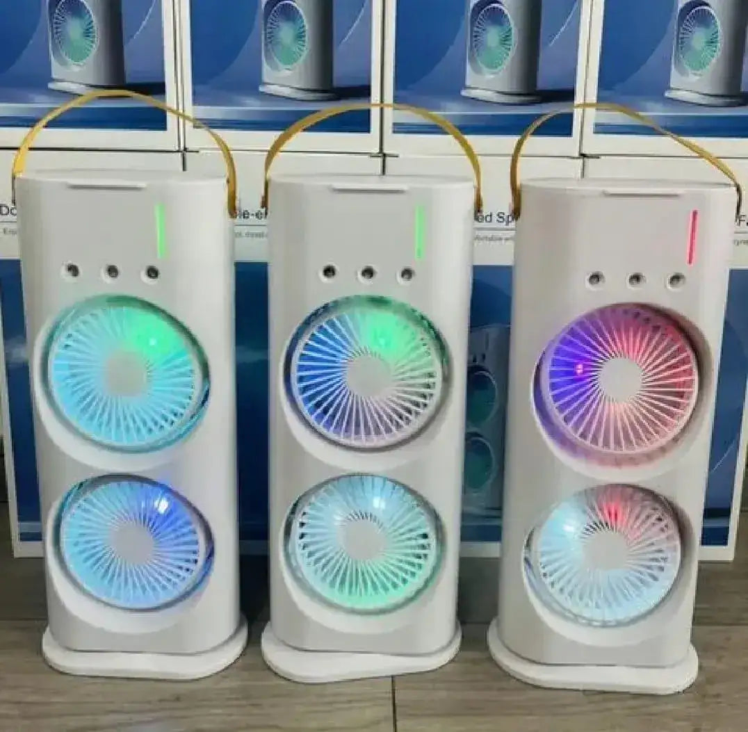 Portable USB Mist Fan – 360° Rotatable Desktop Cooling Fan with Water Spray Humidifier (White)