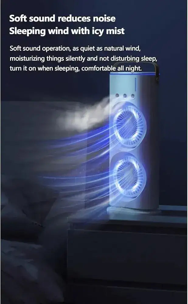 Portable USB Mist Fan – 360° Rotatable Desktop Cooling Fan with Water Spray Humidifier (White)