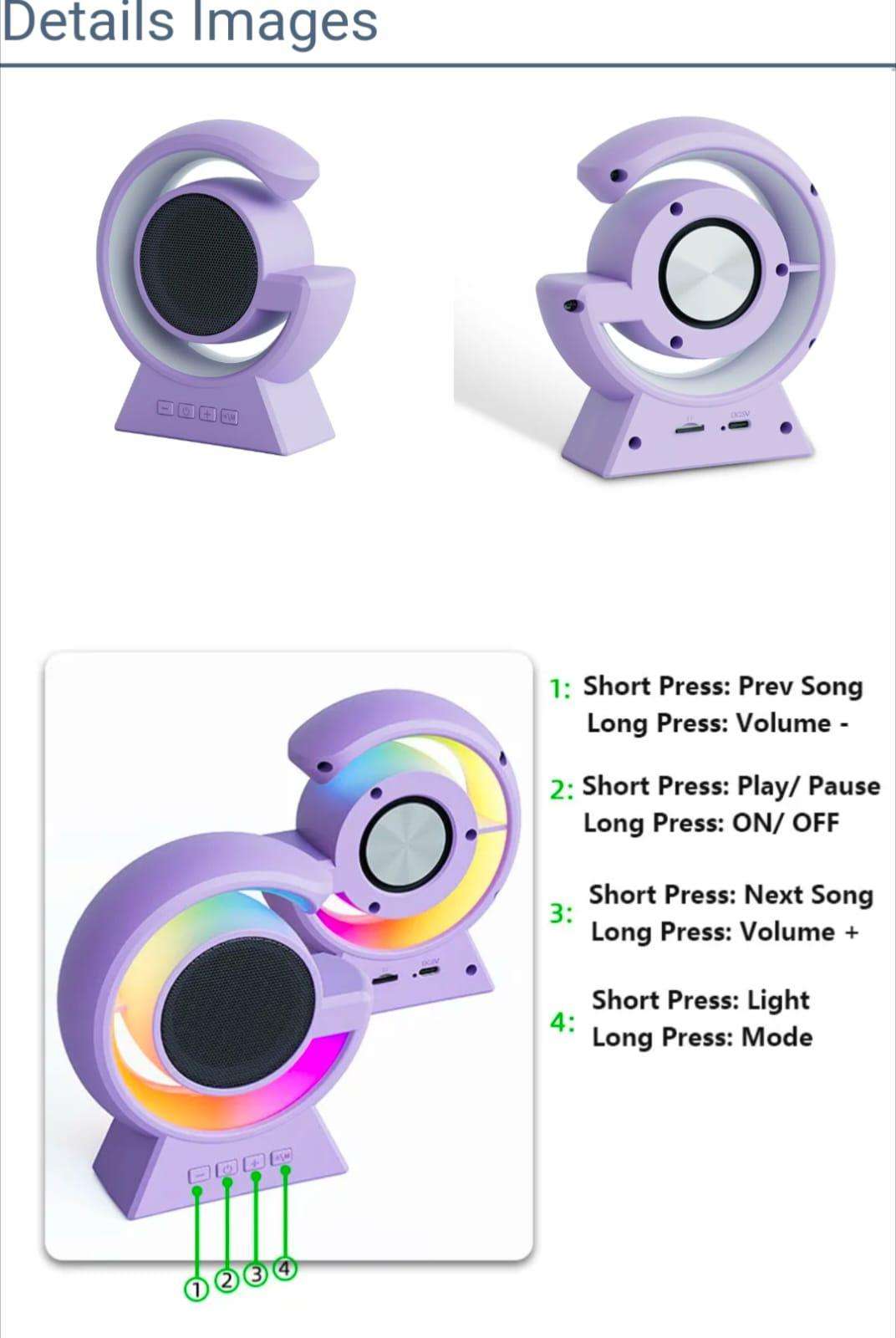 Smart Touch Control RGB Night Light Speaker with Wireless Bluetooth Audio & Voice Control