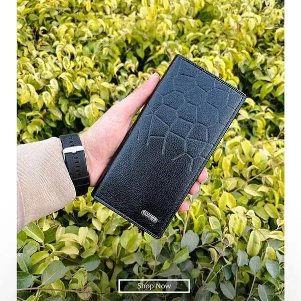 Men's Premium Half-Crocodile Embossed Leather Bi-Fold Wallet – Durable Card & Cash Organizer