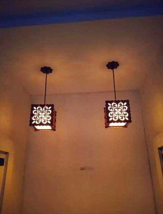 Warm Floral Wooden Ceiling Lamp – Laser-Cut MDF Ambient Flush Mount Light for Bedroom & Living Room (SKU: MZ450021 / 450021)