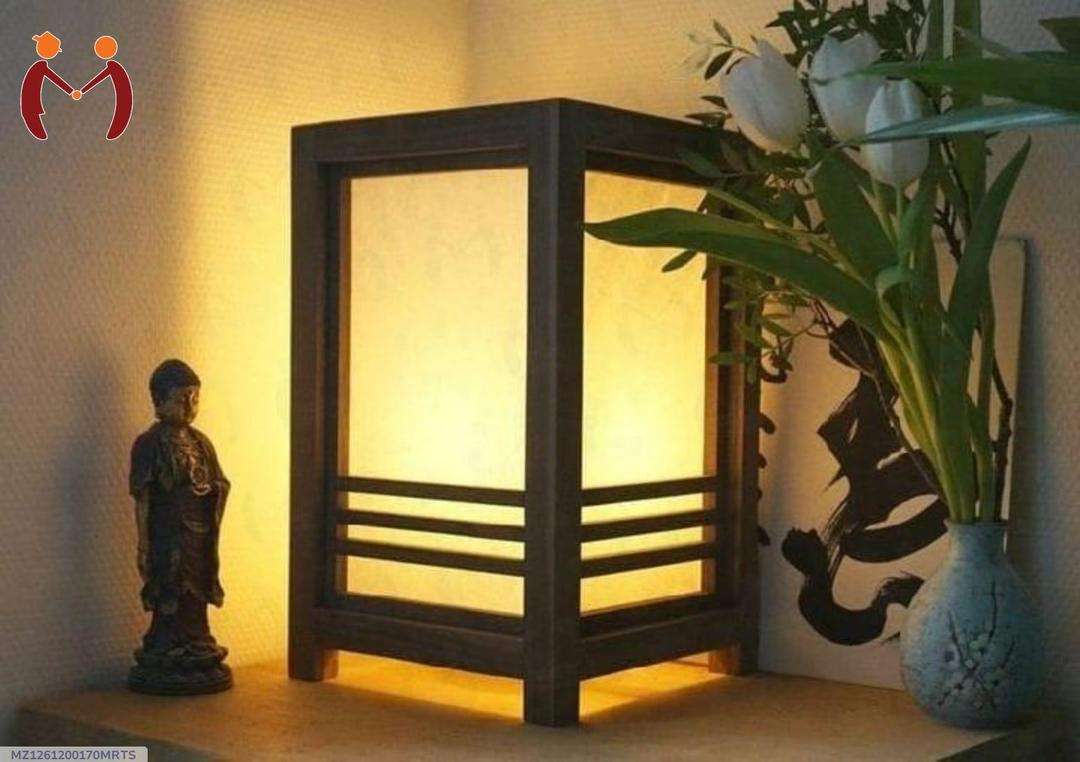 Rechargeable Wooden Table Lamp (8x5 Inch) - Cordless Black MDF Desk Lamp with Warm Golden Glow - Nexamart Pakistan (image 3)