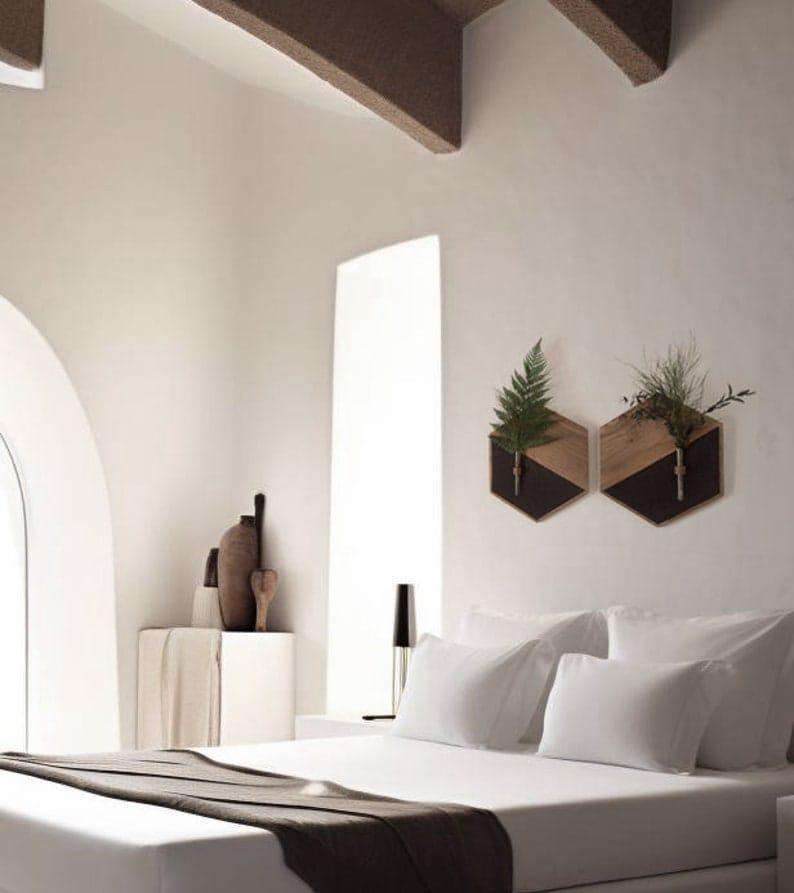 MDF Wooden Wall Planters Set - Black & Brown Geometric Wall Hanging Plant Holder - Nexamart Pakistan (image 3)
