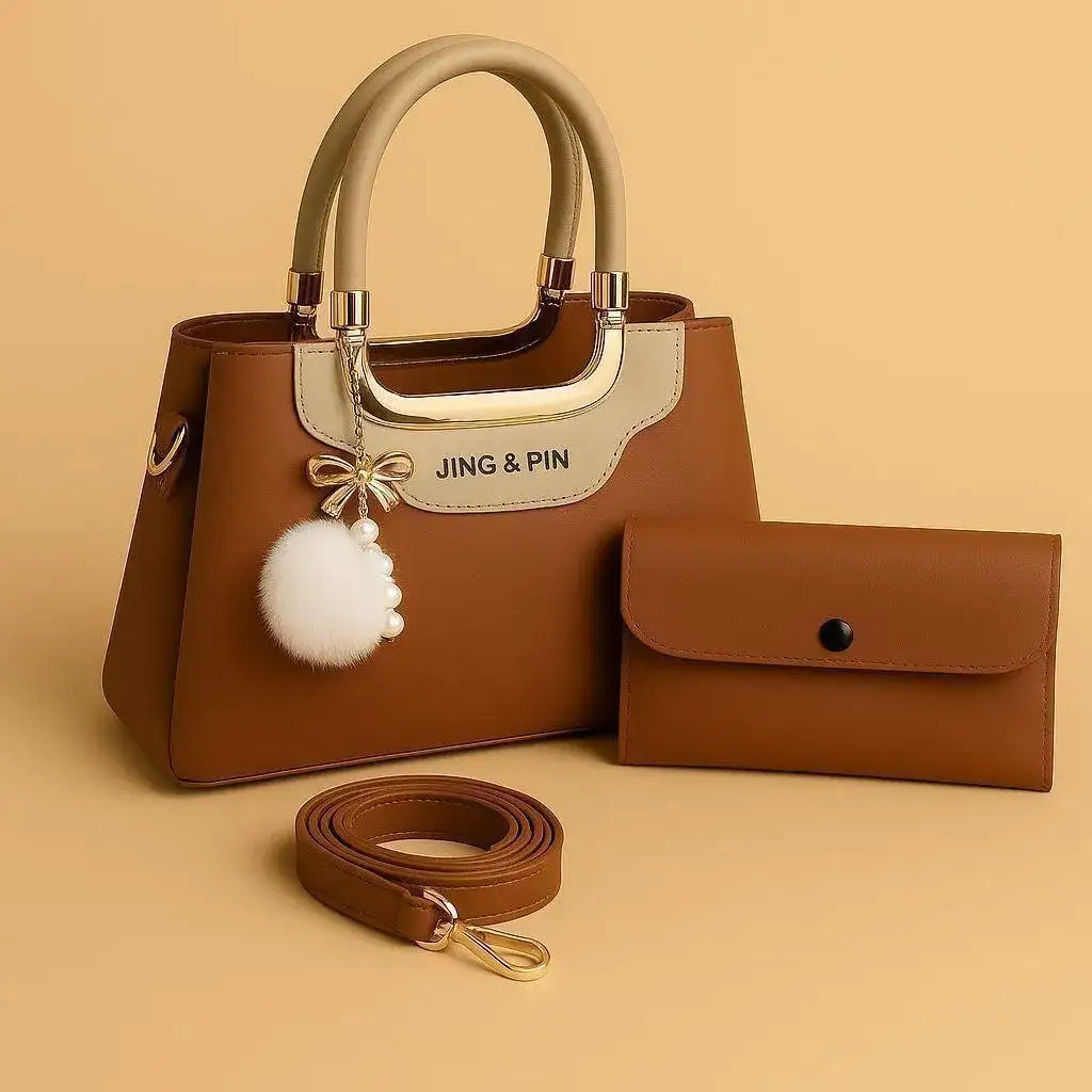 Women's PU Leather Plain Hand Bag - Chic Minimalist Tote & Shoulder Purse for Everyday Fashion - Nexamart Pakistan