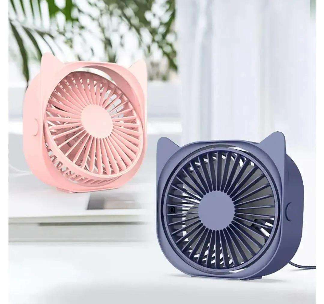 Green Cat Design Portable Fan – Cute USB Rechargeable Handheld & Desktop Cooling Fan