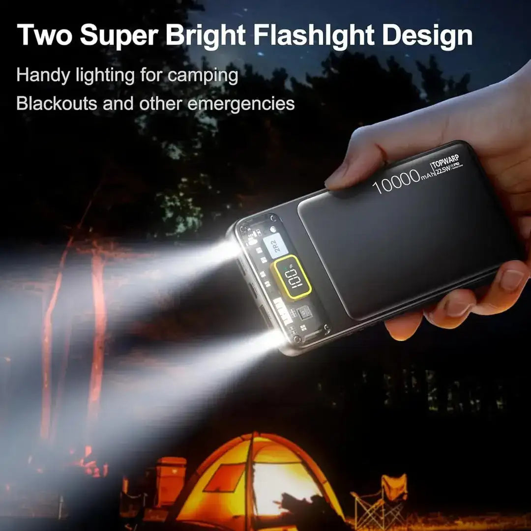 10000mAh Slim Power Bank 22.5W PD Fast Charger with LED Emergency Light (Black) - Nexamart Pakistan (image 3)