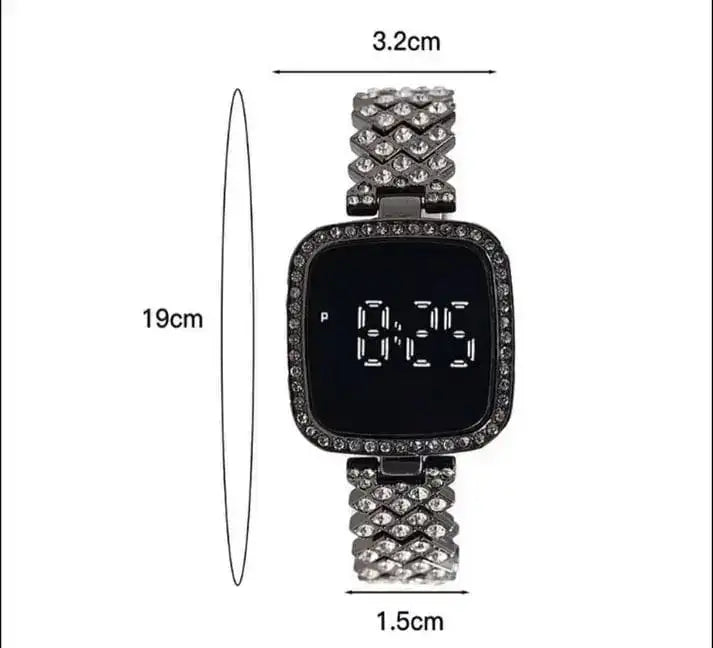 Digital Display Women's Bracelet Square Touch Watch – Elegant LED Touch Screen Wristwatch & Jewelry Set