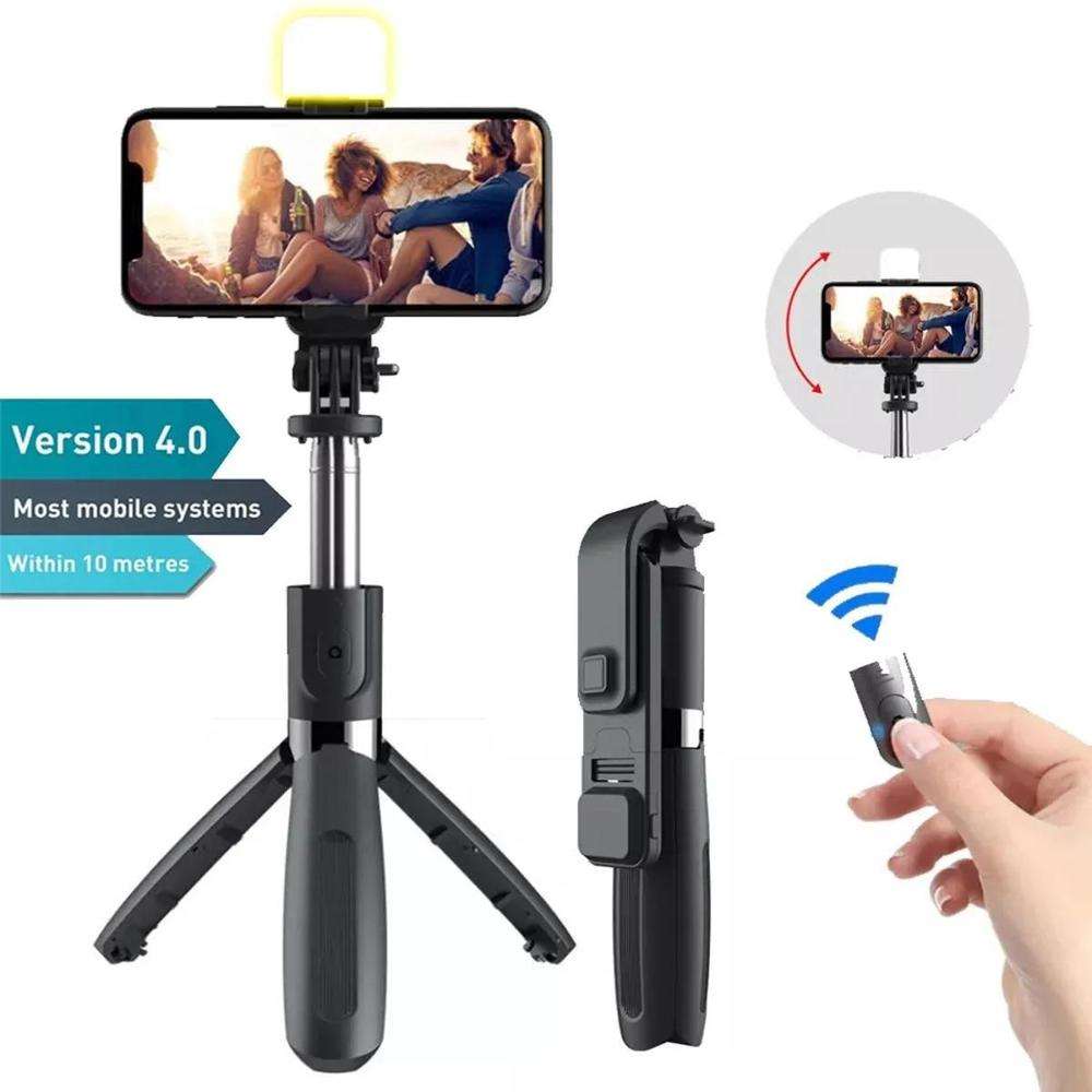 3-in-1 Foldable Selfie Stick Tripod with LED Fill Light & Wireless Bluetooth Remote Shutter