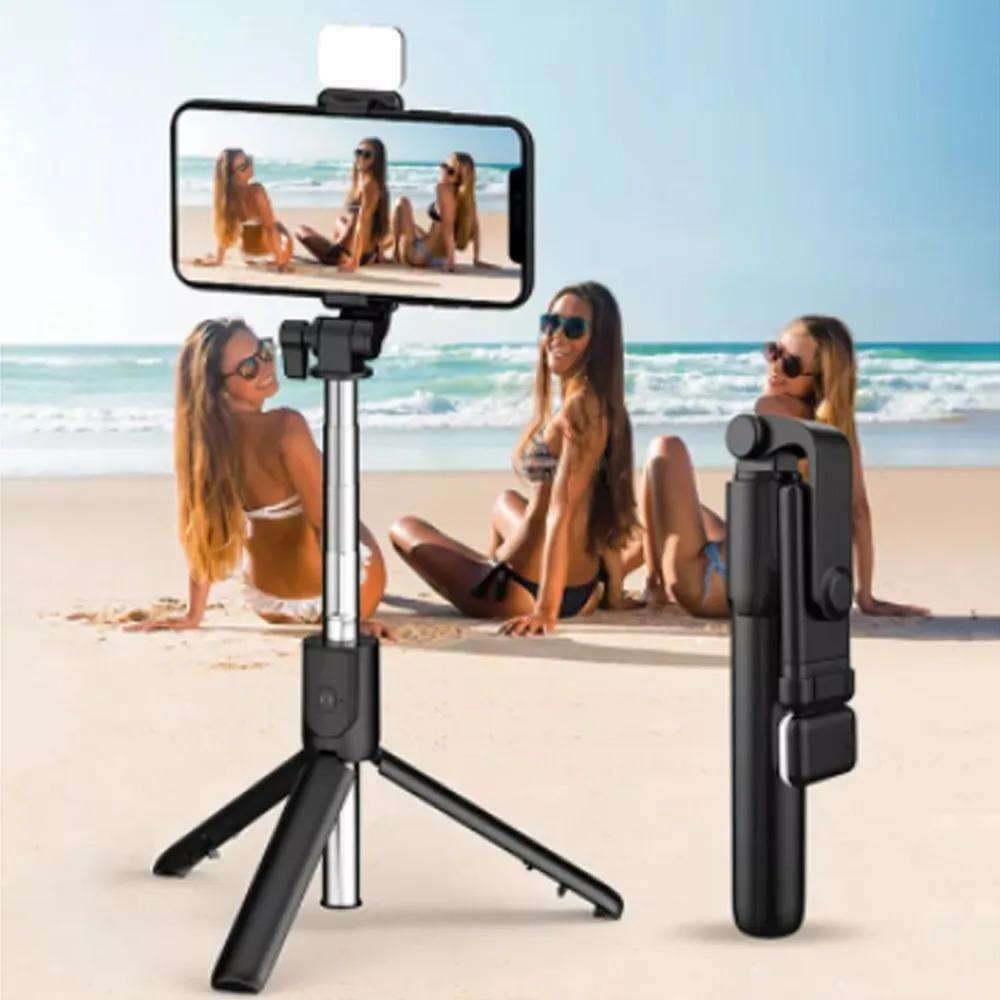 3-in-1 Foldable Selfie Stick Tripod with LED Fill Light & Wireless Bluetooth Remote Shutter