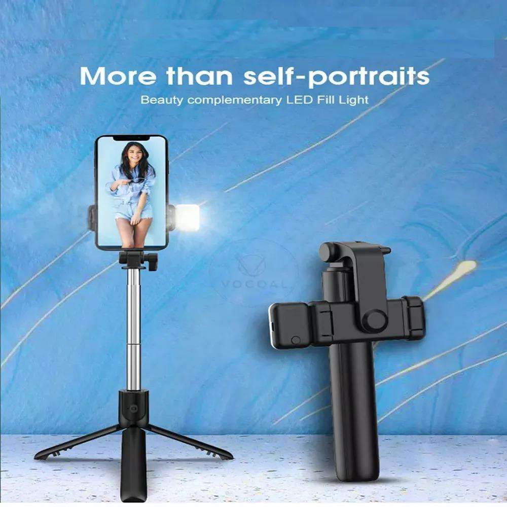 3-in-1 Foldable Selfie Stick Tripod with LED Fill Light & Wireless Bluetooth Remote Shutter