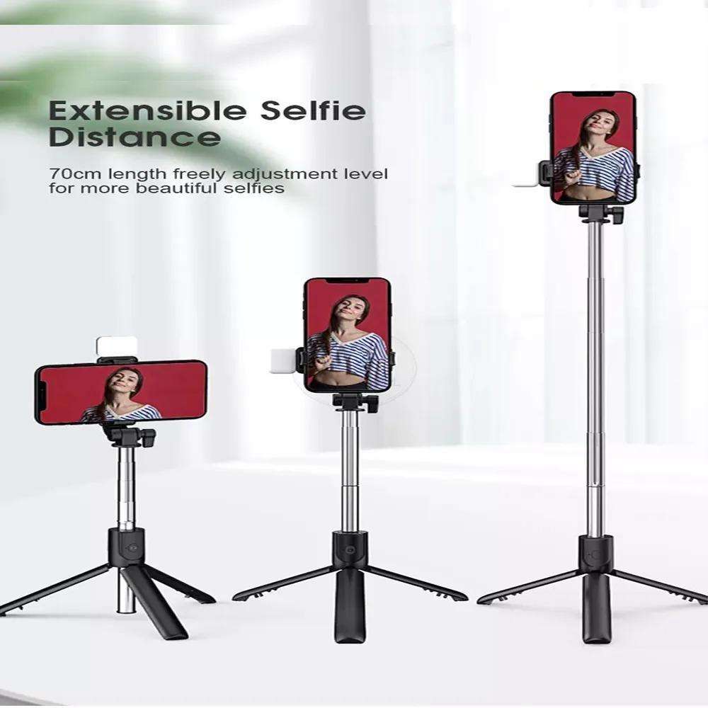 3-in-1 Foldable Selfie Stick Tripod with LED Fill Light & Wireless Bluetooth Remote Shutter