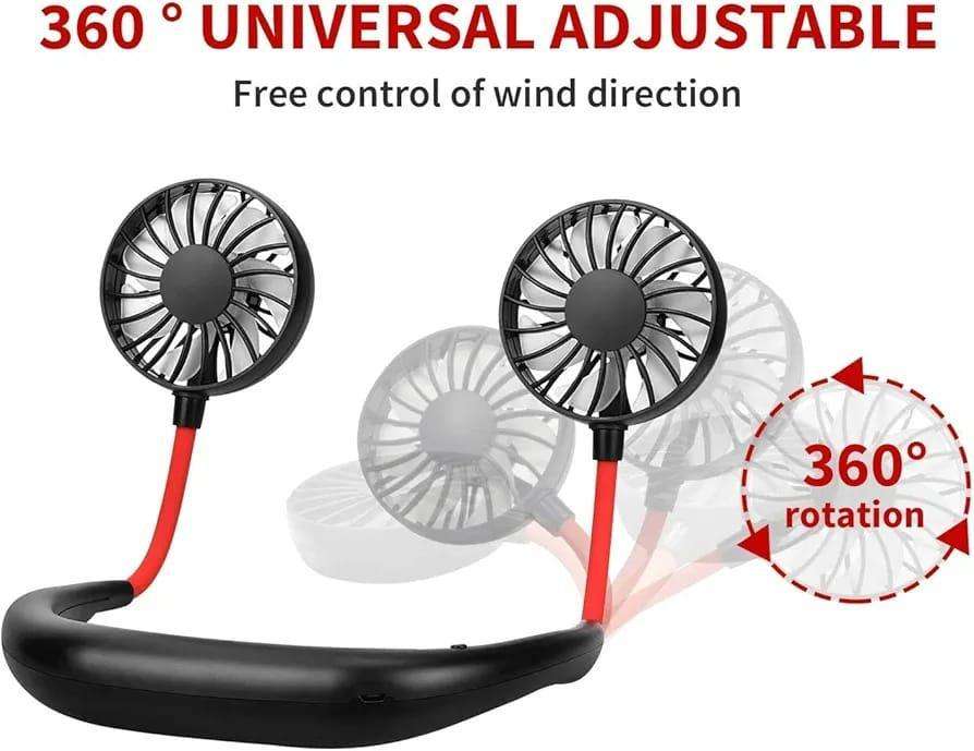 Portable USB Hands-Free Neck Fan – Rechargeable Wearable Bladeless Cooling Fan (White ABS)