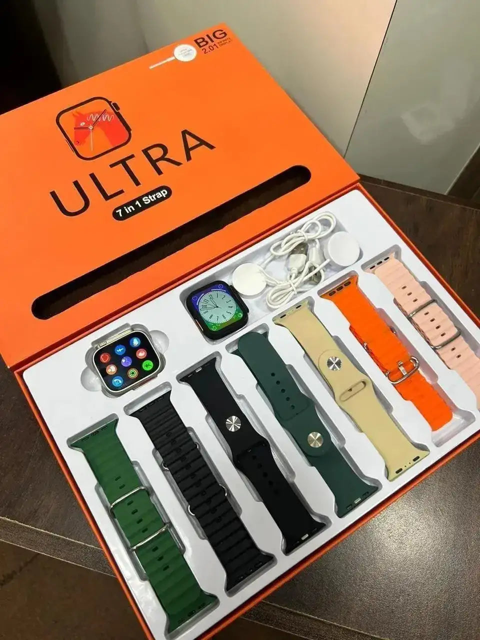 Smart Watch 7-in-1 Combo - HD Touch Screen Smartwatch with 5 Interchangeable Straps (Mustard Set) - Nexamart Pakistan (image 2)