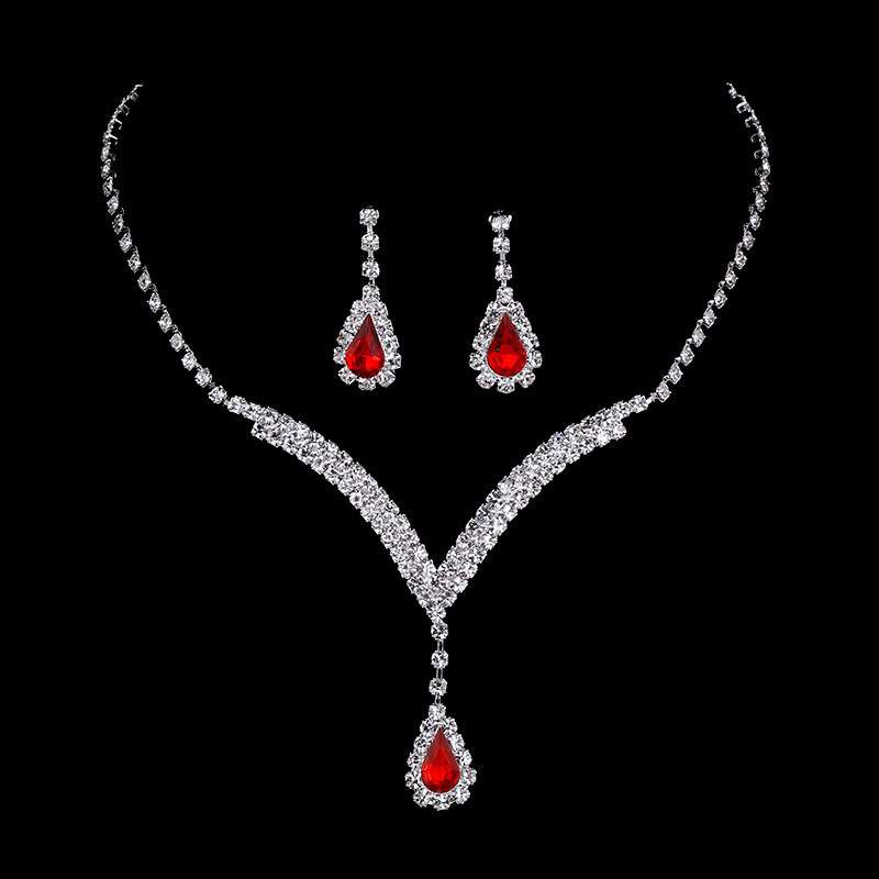 Diamond Water Drop Necklace & Earrings Set for Pakistani Women - Elegant Teardrop Zircon Jewelry Set - Nexamart Pakistan (image 2)