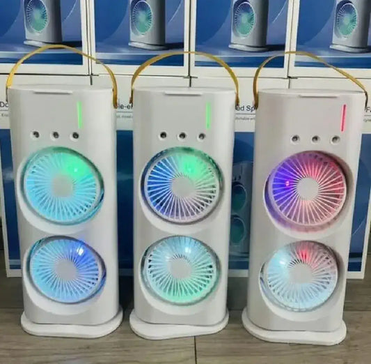 Portable USB Mist Fan – 360° Rotatable Desktop Cooling Fan with Water Spray Humidifier (White)