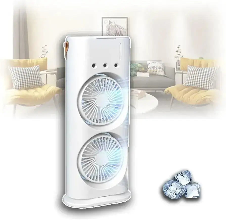 Portable USB Mist Fan – 360° Rotatable Desktop Cooling Fan with Water Spray Humidifier (White)