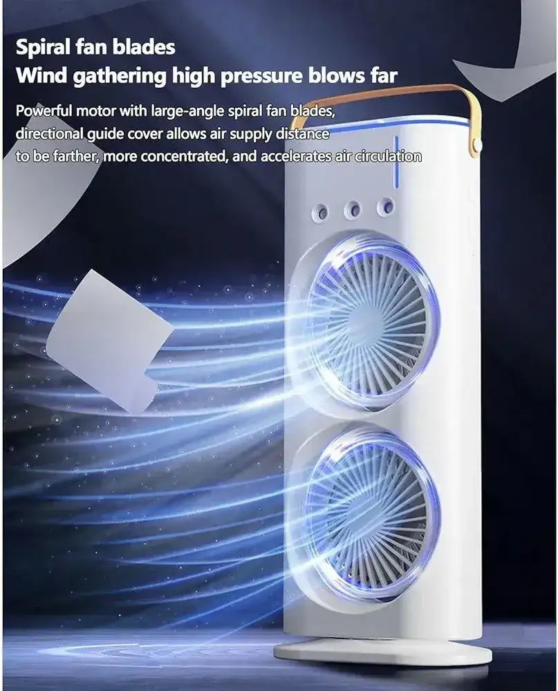 Portable USB Mist Fan – 360° Rotatable Desktop Cooling Fan with Water Spray Humidifier (White)