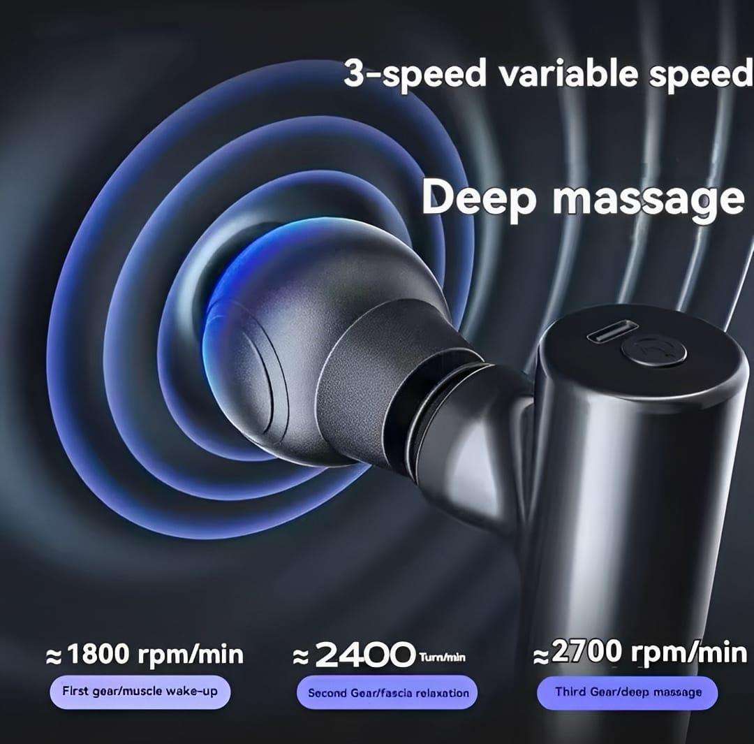 Mini Rechargeable Portable Massager - Cordless Electric Body & Muscle Pain Relief Device (Black) - Nexamart Pakistan (image 2)