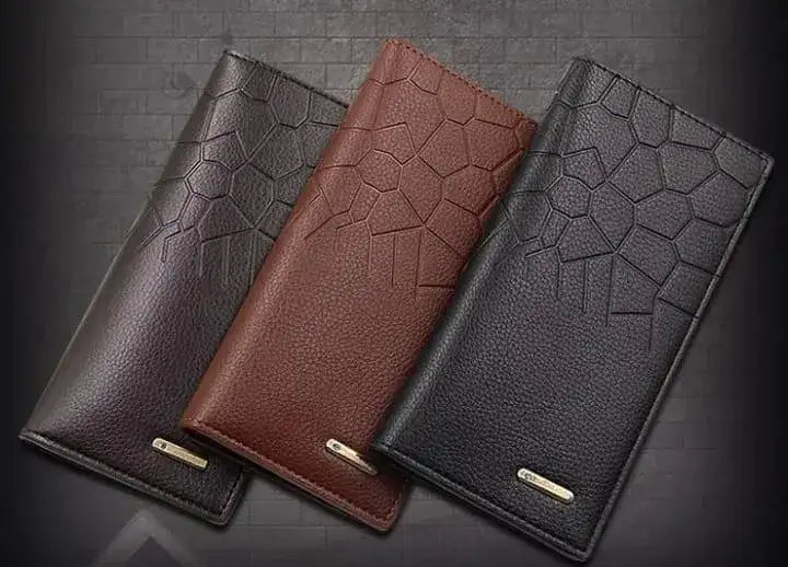 Men's Premium Half-Crocodile Embossed Leather Bi-Fold Wallet – Durable Card & Cash Organizer