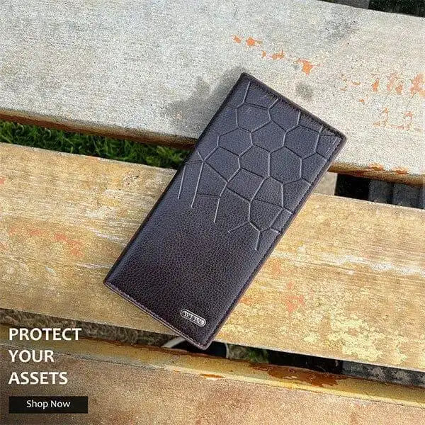 Men's Premium Half-Crocodile Embossed Leather Bi-Fold Wallet – Durable Card & Cash Organizer