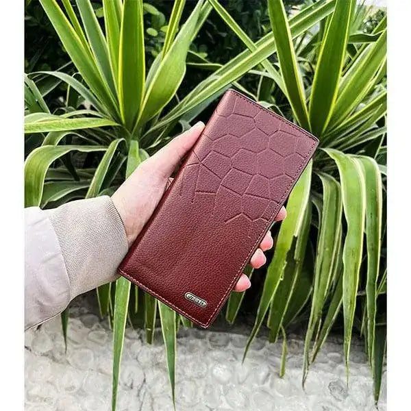Men's Premium Half-Crocodile Embossed Leather Bi-Fold Wallet – Durable Card & Cash Organizer