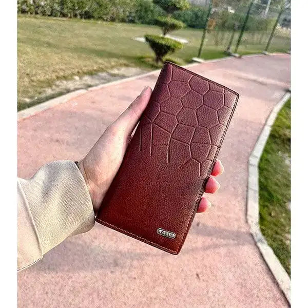 Men's Premium Half-Crocodile Embossed Leather Bi-Fold Wallet – Durable Card & Cash Organizer