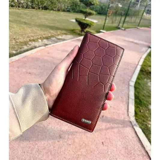 Men's Premium Half-Crocodile Embossed Leather Bi-Fold Wallet – Durable Card & Cash Organizer