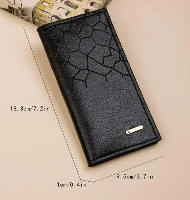 Men's Premium Half-Crocodile Embossed Leather Bi-Fold Wallet – Durable Card & Cash Organizer