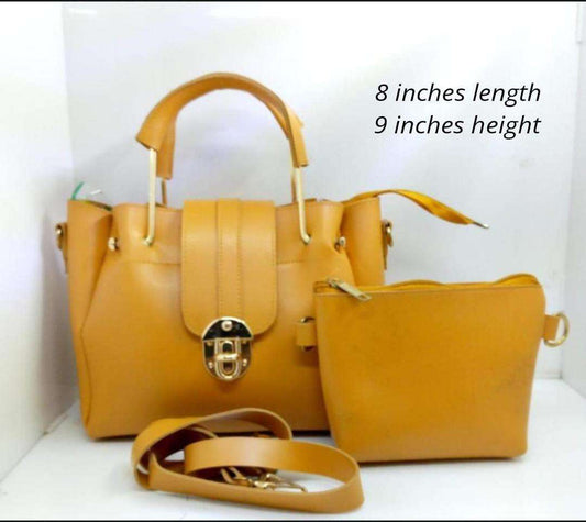 Mustard PU Leather Crossbody Bag Set for Women - Stylish 2-Piece Everyday Handbag & Pouch - Nexamart Pakistan