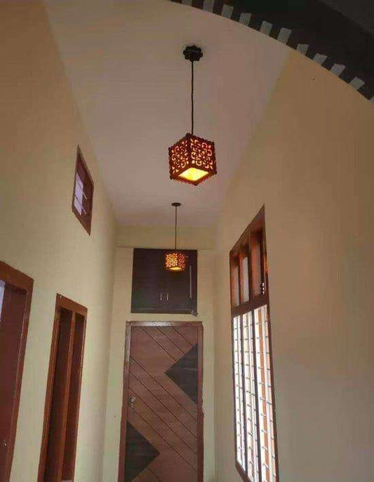 Warm Floral Wooden Ceiling Lamp – Laser-Cut MDF Ambient Flush Mount Light for Bedroom & Living Room (SKU: MZ450021 / 450021)