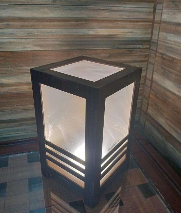Rechargeable Wooden Table Lamp (8x5 Inch) - Cordless Black MDF Desk Lamp with Warm Golden Glow - Nexamart Pakistan (image 2)