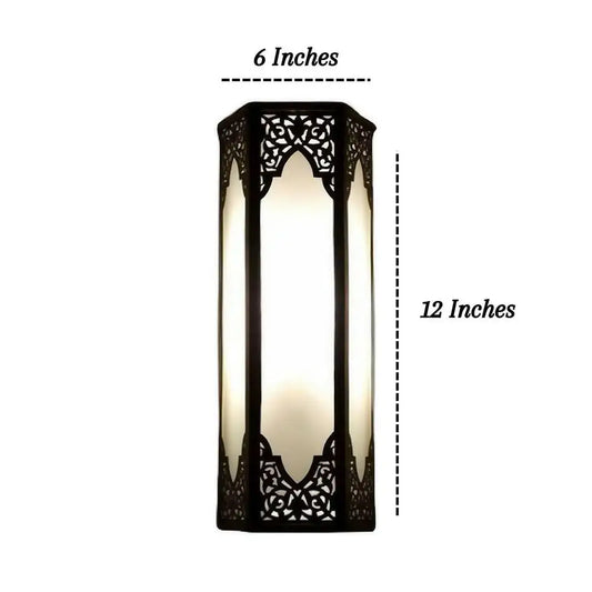 Modern Black Cut-Out Wooden Wall Light (12x6x4 Inch) – Laser-Cut MDF LED Ambient Wall Sconce (SKU: MZ637748 / 637748)