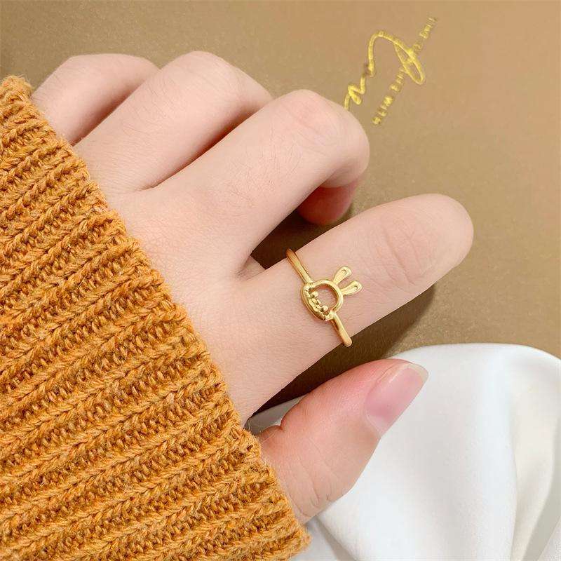 Golden Bunny Ring for Women - Adjustable Chic Cute Animal Ring & Trendy Finger Jewelry - Nexamart Pakistan
