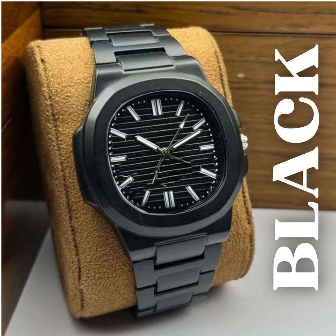 Golden Men's Quartz Watch with Chain Strap – Luxury Stainless Steel Wristwatch for Men
