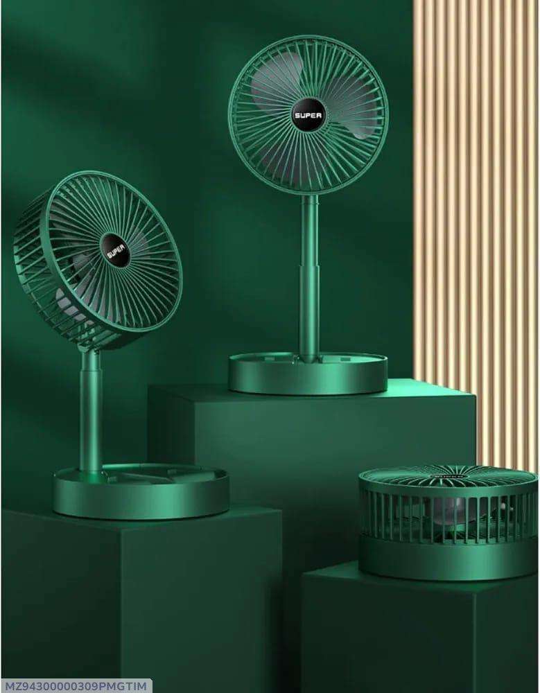 Rechargeable Green Fan with 180° Rotation - Portable Desktop & Wall-Mounted Cooling Fan - Nexamart Pakistan (image 3)