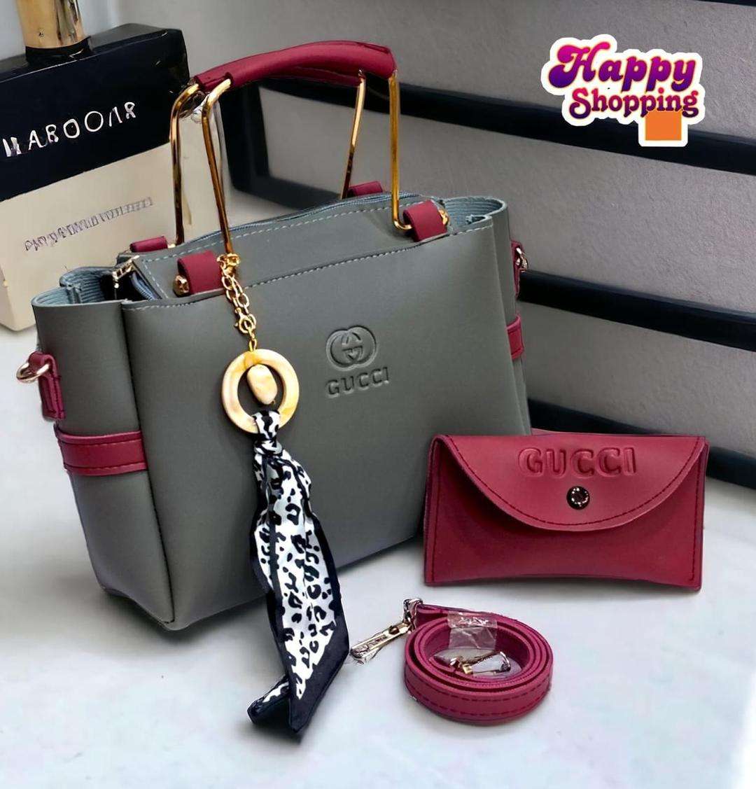 Girls Rexine Hand Bag Set with Top Handle - Stylish 3-Piece Tote & Crossbody Purse for Women - Nexamart Pakistan