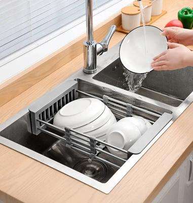 Stainless Steel Retractable Sink Dish Rack - Adjustable Kitchen Sink Organizer | Over-the-Sink Drain Basket - Nexamart Pakistan (image 3)