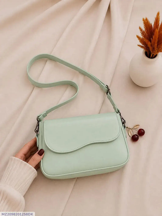 Girls PU Leather Plain Shoulder Bag - Classic Casual Handbag & Crossbody Purse for Women - Nexamart Pakistan