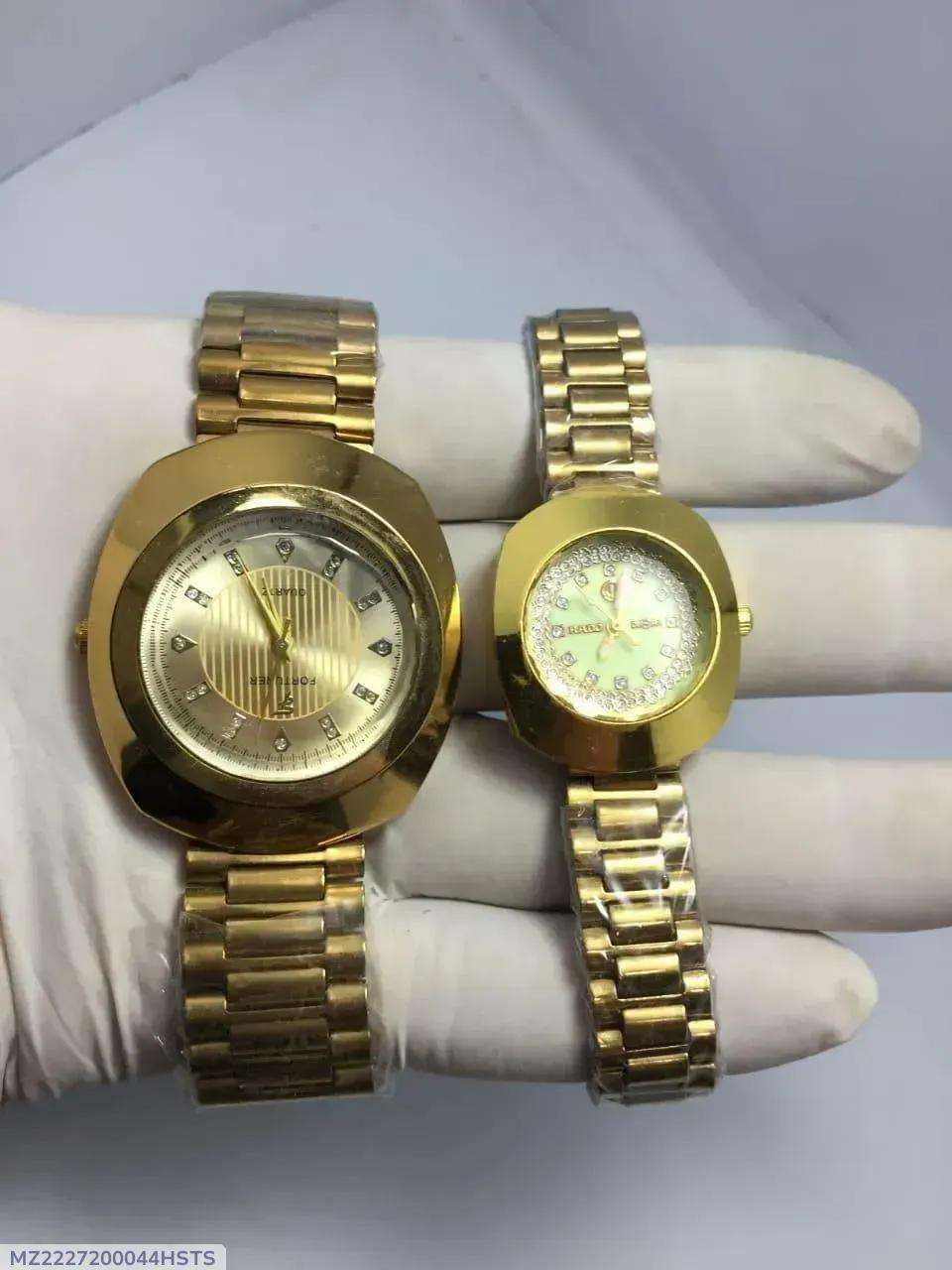 Rose Gold Stainless Steel Couple Watches Set – Matching Analog Quartz Wristwatches for Couples