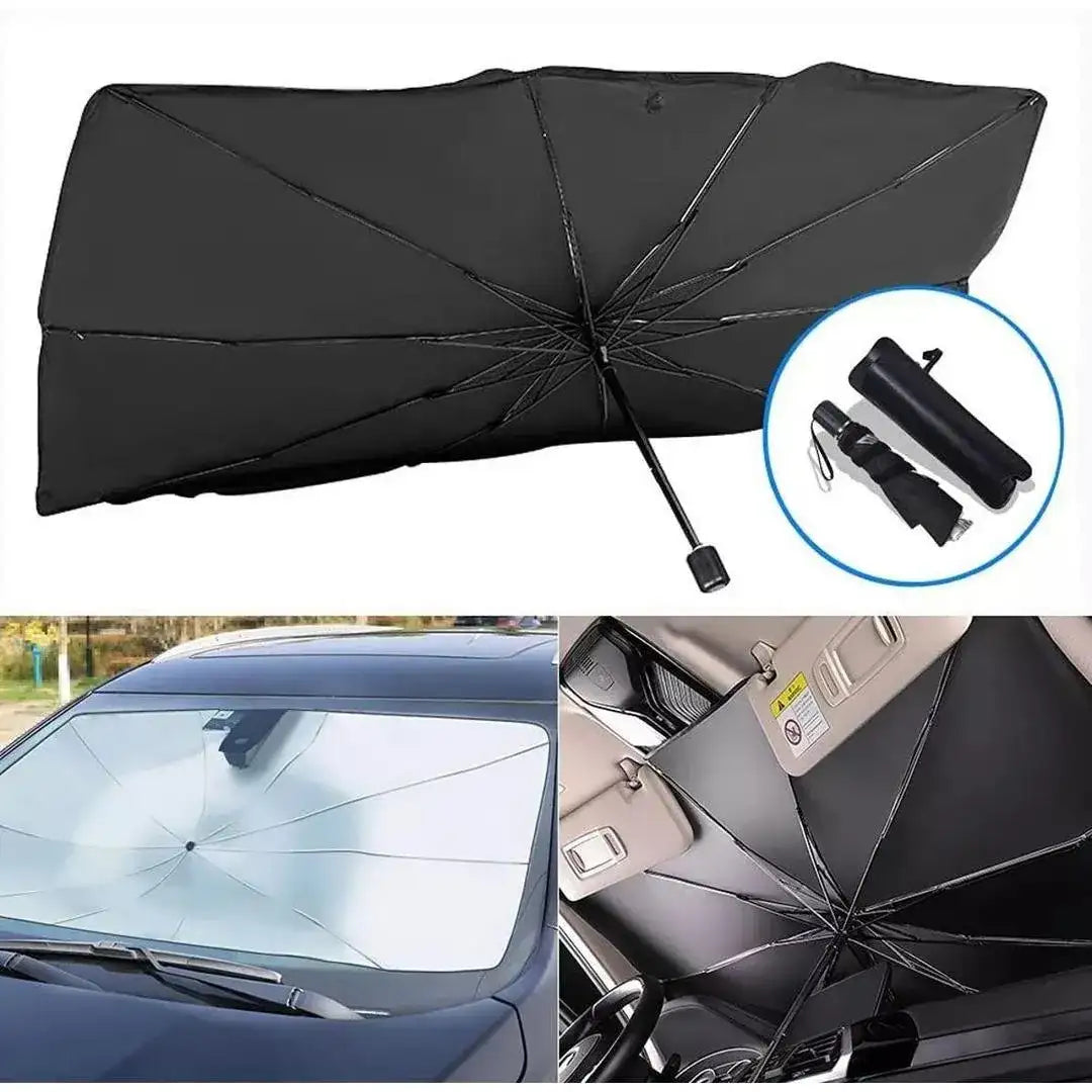Foldable Car Windshield Sun Shade Umbrella – UV Reflective Heat Shield Protector for Front Window