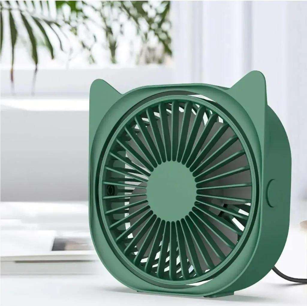 Green Cat Design Portable Fan - Cute USB Rechargeable Handheld & Desktop Cooling Fan - Nexamart Pakistan
