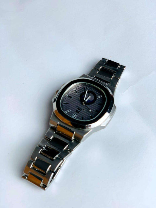 Men's Stainless Steel Analog Watch - Compact 30mm Black Dial Quartz Dress Watch (Silver) - Nexamart Pakistan