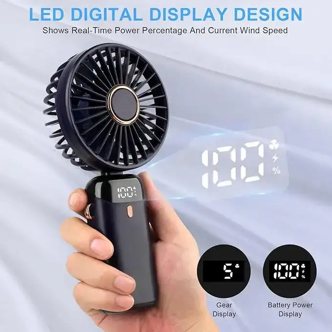 Portable Rechargeable Fan - Cordless Desktop & Handheld Cooling Fan for Home, Office & Travel - Nexamart Pakistan