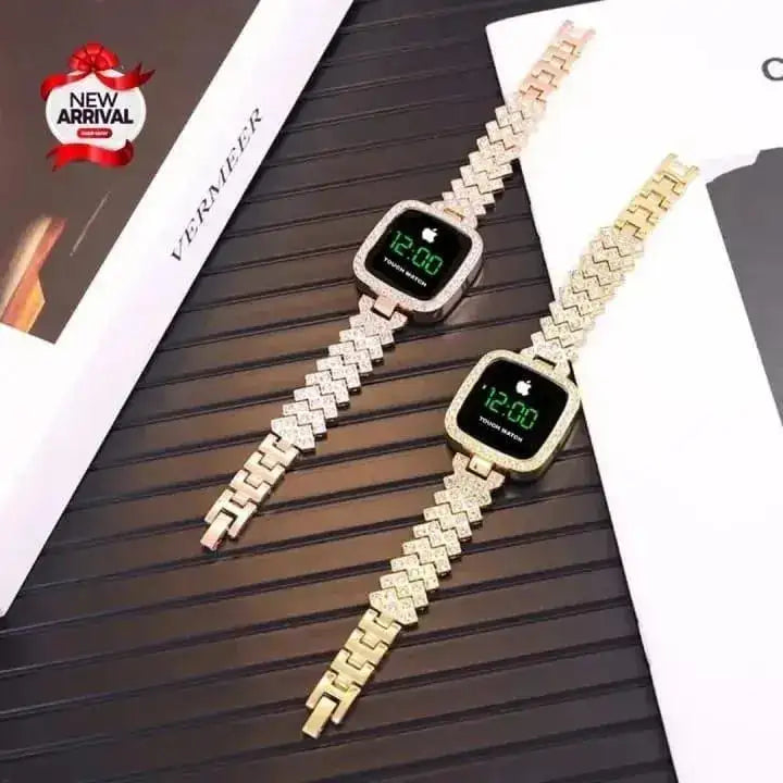 Digital Display Women's Bracelet Square Touch Watch – Elegant LED Touch Screen Wristwatch & Jewelry Set