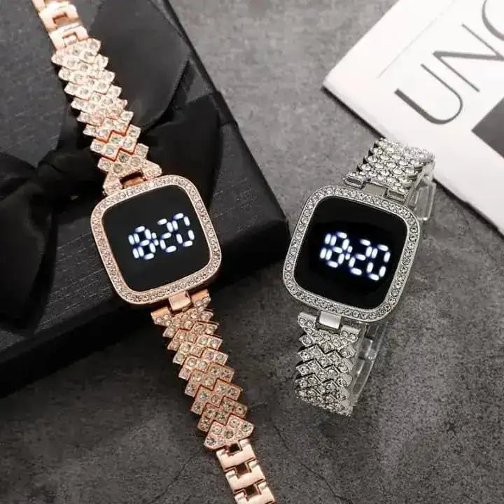 Digital Display Women's Bracelet Square Touch Watch – Elegant LED Touch Screen Wristwatch & Jewelry Set