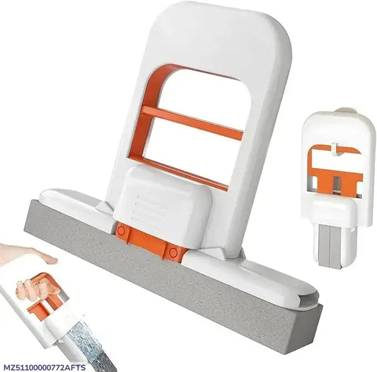 Mini Mop with Water Absorbent Sponge (White, 24.8x15cm) - Portable Handheld Squeeze Mop for Kitchen, Glass & Desk - Nexamart Pakistan