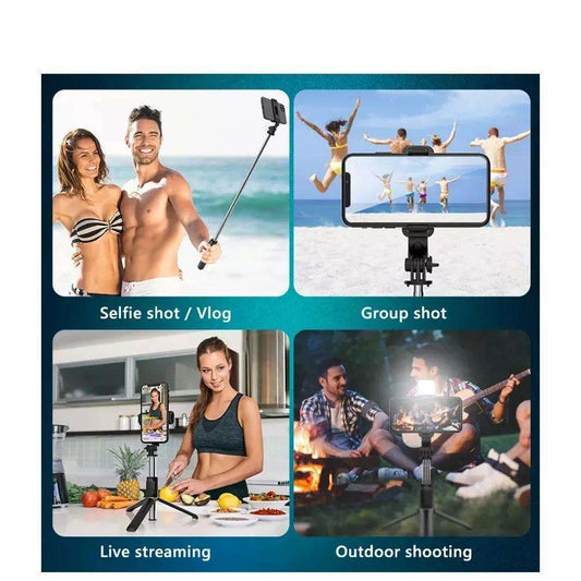 3-in-1 Foldable Selfie Stick Tripod with LED Fill Light & Wireless Bluetooth Remote Shutter