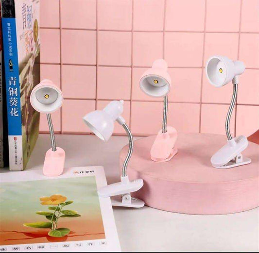 LED Clamp Lamp (Pink & White) – Portable Study & Reading Clip Light with Flexible Adjustable Neck (SKU: MZ491823 / 491823)