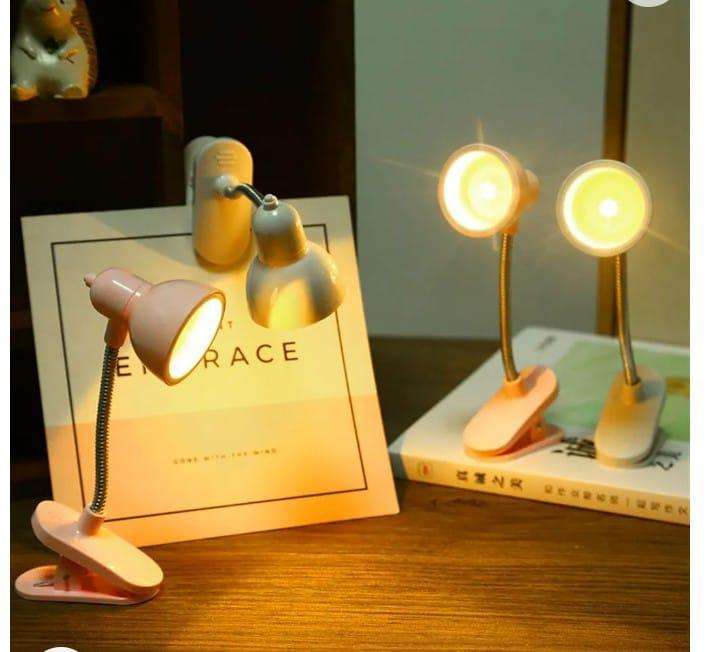 LED Clamp Lamp (Pink & White) – Portable Study & Reading Clip Light with Flexible Adjustable Neck (SKU: MZ491823 / 491823)
